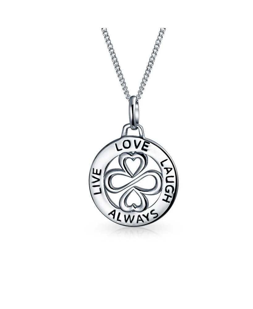 Bling Jewelry Ayllu Amulet Heart Infinity Clover Pendant Necklace for Love and Luck Silver