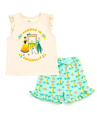 Frozen Toddler Girls Disney Princess Moana Belle Minnie Mouse Nightmare Before Christmas Tank Top and French Terry Shorts to