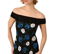 Adrianna Papell Women's Beaded Off-The-Shoulder Sheath Dress