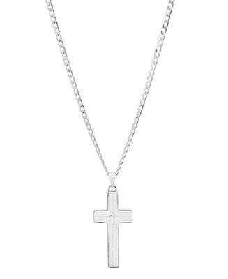 Steeltime Unisex Cuban Superflat Chain and Lord's Prayer Cross Pendant Necklace