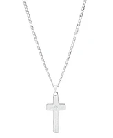 Steeltime Unisex Cuban Superflat Chain and Lord's Prayer Cross Pendant Necklace