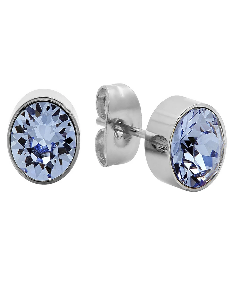 Steeltime Women's 18Kt White Gold-Plated Stainless-Steel Stud Earrings