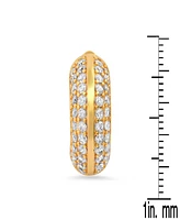 Steeltime Women's 18K Gold Plated Brass Simulated Diamonds Hoop Earrings