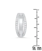 Steeltime Women's Sterling Silver and Simulated Diamonds Layered Huggie Earrings