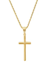 Steeltime Men's 14K Gold Plated Rope Chain and Cross Pendant Necklace