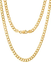 Steeltime Unisex 14K Gold Plated Diamond Cut Curb Link Chain Necklace