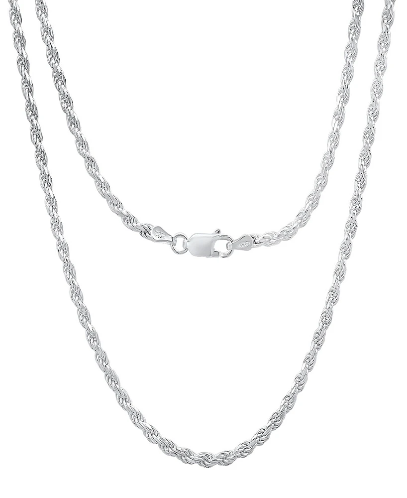 Steeltime Unisex Sterling Silver Rope Chain Necklace
