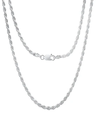 Steeltime Unisex Sterling Silver Rope Chain Necklace