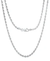 Steeltime Unisex Sterling Silver Rope Chain Necklace