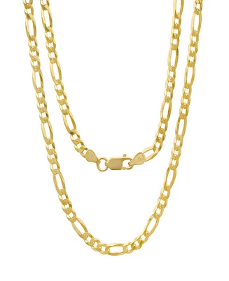 Steeltime Unisex 14K Gold Plated Figaro Superflat Necklace