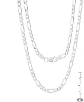 Steeltime Unisex Sterling Silver Figaro Superflat Necklace