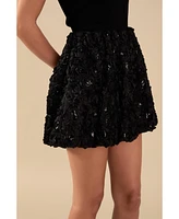 endless rose Women's Sequins Floral Mini Skirt