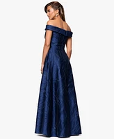 Xscape Women's Off-The-Shoulder Metallic Ball Gown