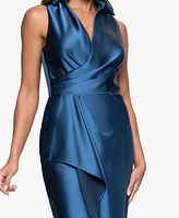 Xscape Women's Collar Sleeveless Sheath Midi Dress