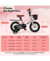 Kids Bike with Basket and Adjustable Handlebar for 3-4 Years Old