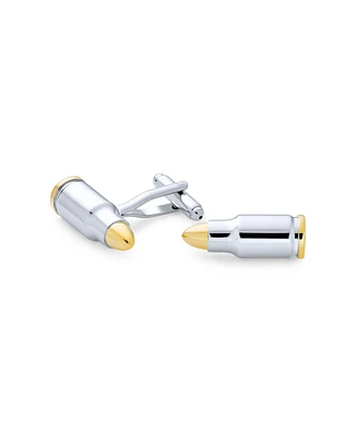 Bling Jewelry Two Tone Bullet Cufflinks Gold Plated Tip Silver Tone Stainless Steel