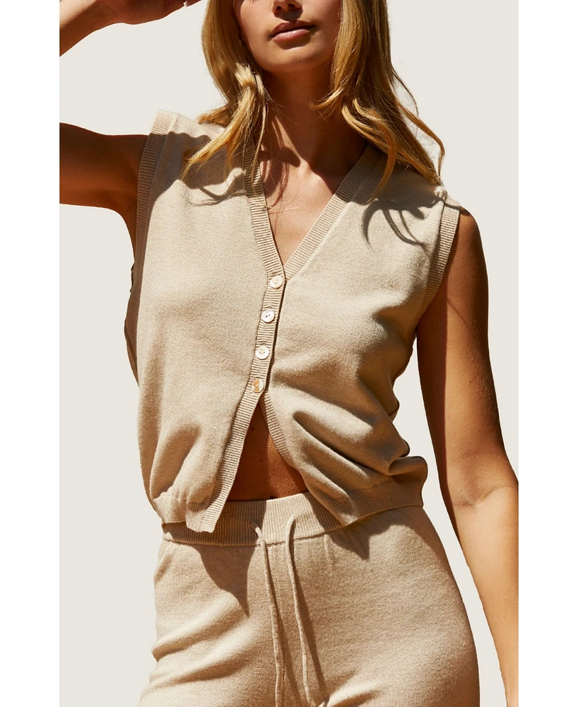 Crescent Women's Sabrina Sweater Knit Vest Top