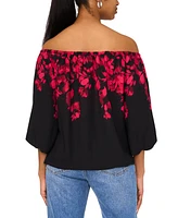 Sam & Jess Women's Off-The-Shoulder Floral Tie-Hem Top