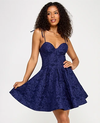 Katia Rae Juniors' Jacquard Strappy Fit & Flare Dress