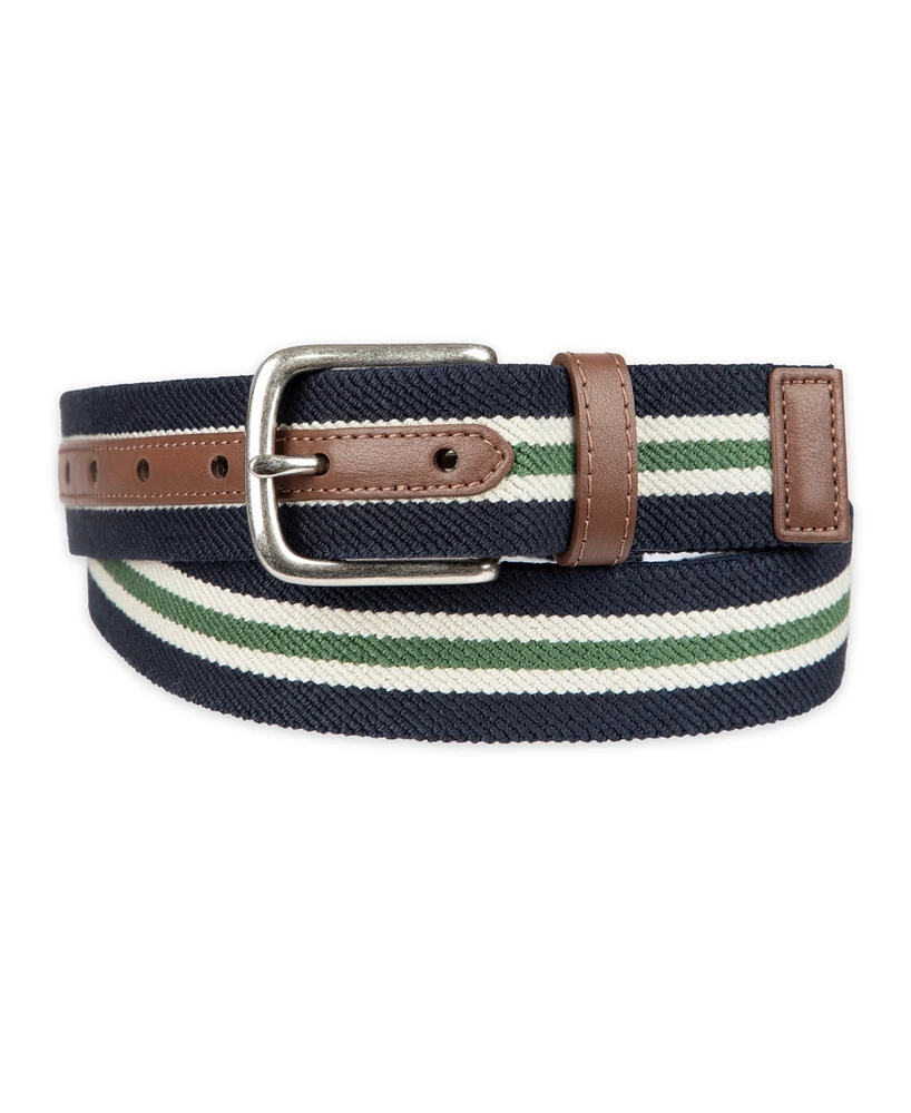 Club Room Men's Striped Fabric Stretch Casual Belt