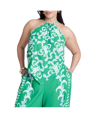 Eloquii Plus Printed Scarf Halter Top