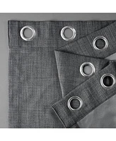 Half Price Drapes Dark Gravel Grommet Textured Faux Linen Room Darkening Curtain