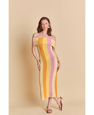 endless rose Women's Off Shoulder Sleeveless Midi Dress
