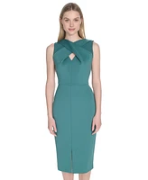 Calvin Klein Women's Wrap V-Neck Scuba Sheath Dress
