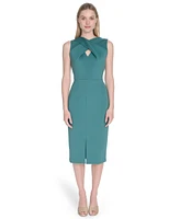Calvin Klein Women's Wrap V-Neck Scuba Sheath Dress
