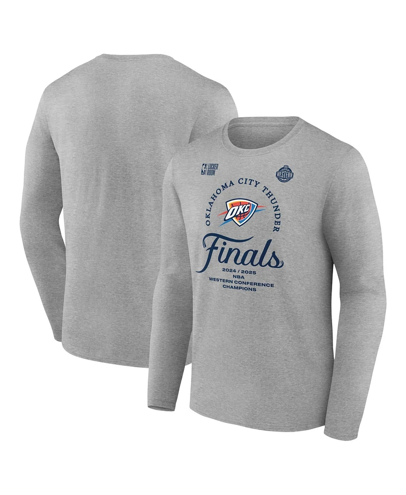 Fanatics Men's Steel Oklahoma City Thunder 2025 Nba Western Conference Champions Locker Room Long Sleeve T-Shirt