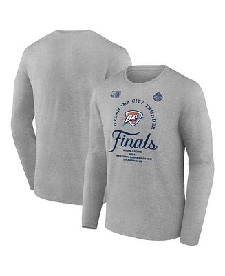 Fanatics Men's Steel Oklahoma City Thunder 2025 Nba Western Conference Champions Locker Room Long Sleeve T-Shirt