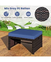 Multipurpose Outdoor 2 Pieces Patio Pe Rattan Ottomans Footstool
