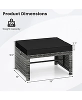 Slickblue 2 Pieces Patio Pe Rattan Ottomans with Soft Zippered Cushions for Deck