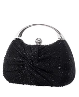 Nina Crystal Twist Chiffon and Satin Minaudiere Clutch Bag