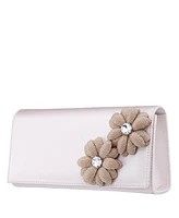 Nina Double Crystal Flower Slim Clutch Bag