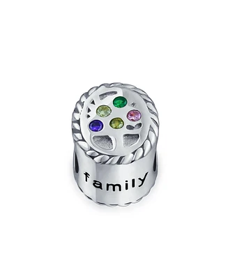 Bling Jewelry Multi Color Cz Family Tree of Life Charm Bead for Mother Wife Silver Bracelet