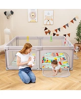 Slickblue Toddler Playpen with Mat and Breathable Mesh
