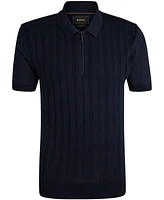 Boss by Hugo Boss Men's Cabled Front Cotton-Silk Knit Polo Shirt