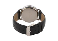 Peugeot Men's 38mm Black Dial Retro Design Calf Skin Leather Strap watch