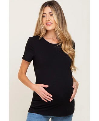 Pinkblush Maternity Black Basic Crew Neck Tee