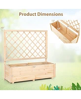Raised Garden Bed Wooden Elevated Planter Box with Lattice Trellis