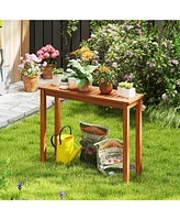 Wooden Plant Stand Outdoor Indoor Solid Wood Flower Pot Holder Display Shelf