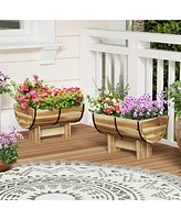 Slickblue Outdoor Wooden Planter with Legs for Flower Herb Vegetable Fruit