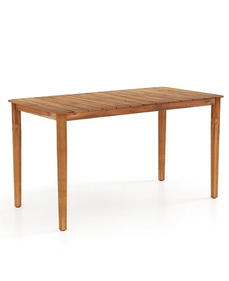 Rectangular Outdoor Dining Table Acacia Wood for 4-6 People