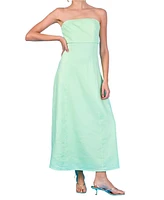 endless rose Women's Folded Strapless Linen Maxi Dress
