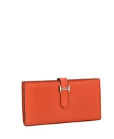 Pre-Owned Hermes Long Bearn Wallet Chevre Mysore