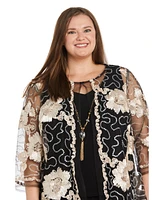 R & M Richards Plus Jacket, Necklace Top Pant Set