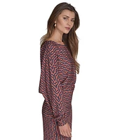 Halston Women's Printed Commuter Dolman-Sleeve Top