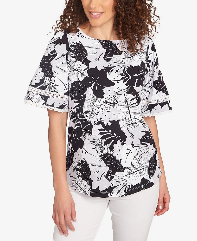 Ruby Rd. Petite Tropical Layered Print T Shirt