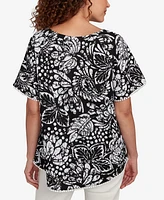 Ruby Rd. Petite Batik Island Paisley Scoop Neck T Shirt